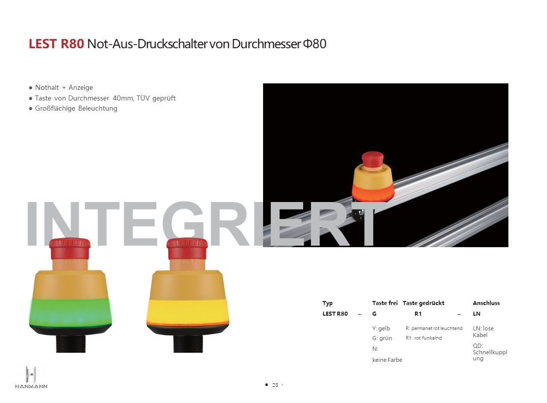 LEST R80 Not-Aus-Druckschalter von Durchmesser Φ80